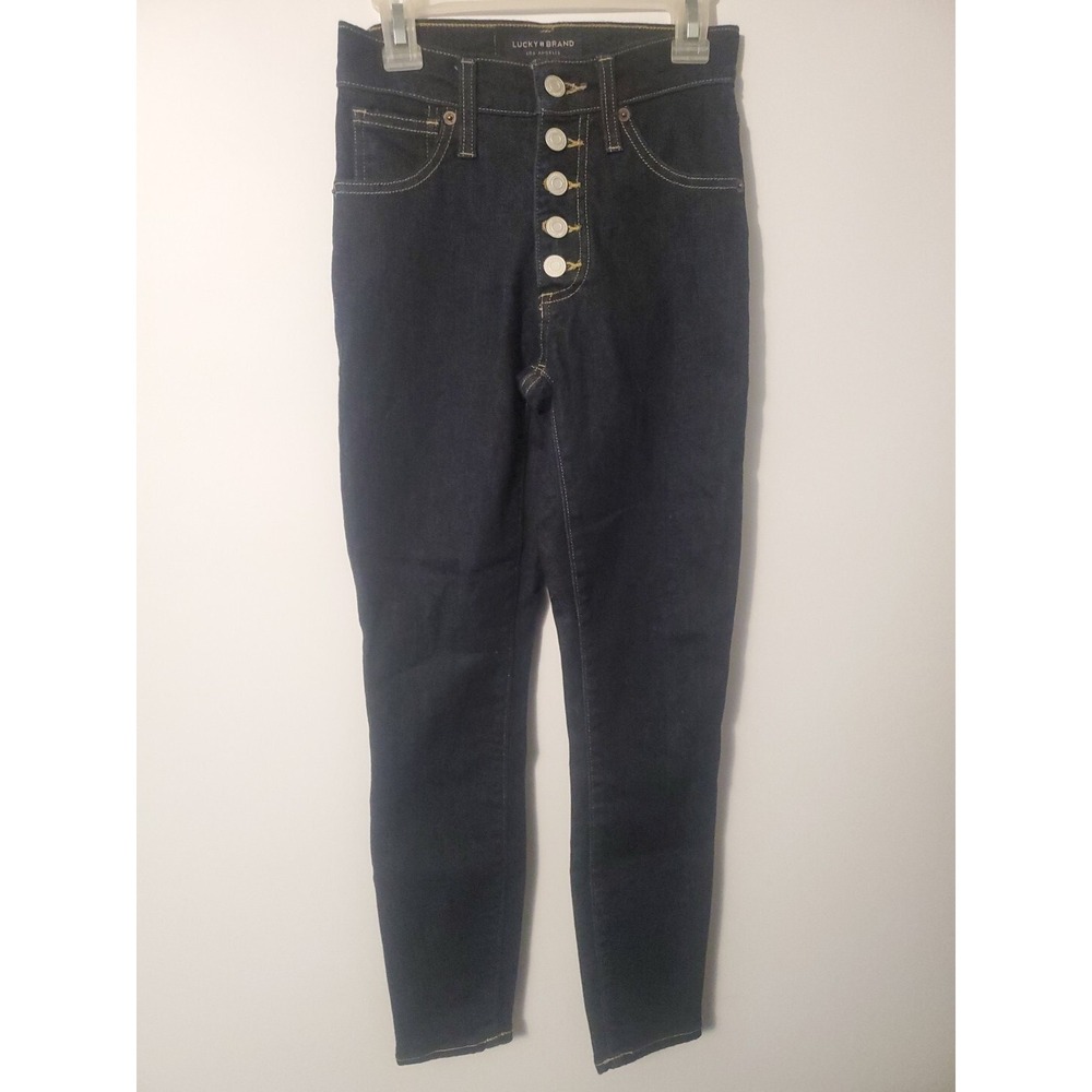 Lucky Brand Bridgette Skinny Jean High Rise Ankle Raw Hem Black Womens 00/24